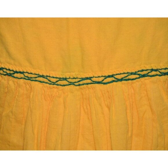 Handmade Yellow Rococo Embroidered Floral Mexican Blouse Tunic Top Size S - Picture 9 of 10